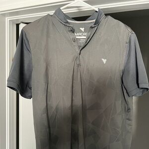 Macade Men's Gray Mock Neck Polo Shirt Medium